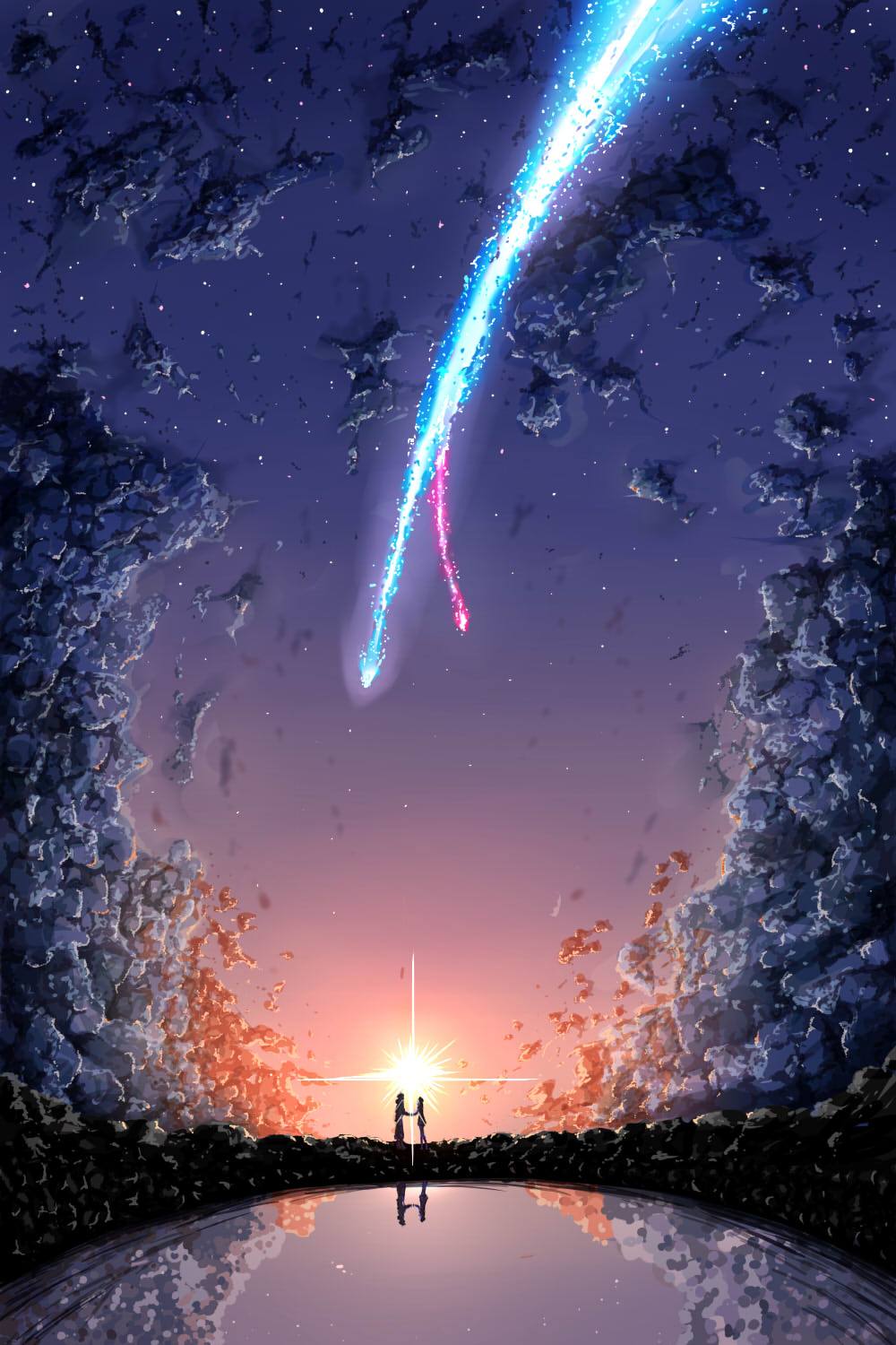 你的名字梦幻壁纸：手机屏幕上的星辰与彗星之恋详细内容3